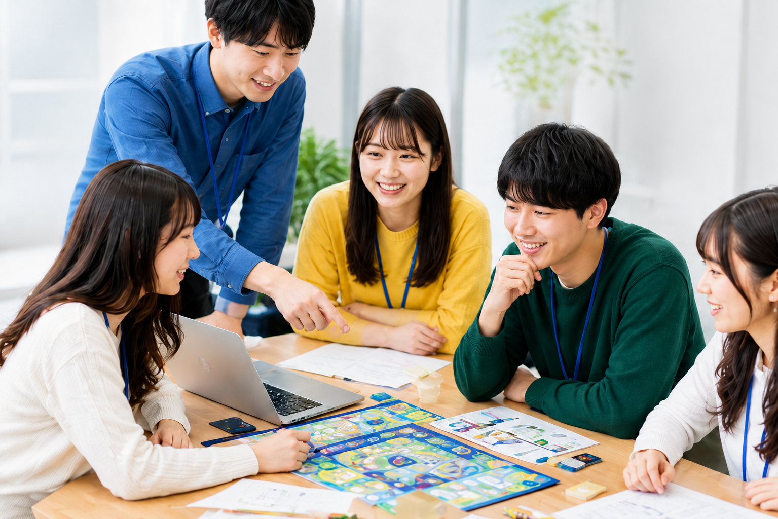 就業シミュレーションゲームを体験する様子